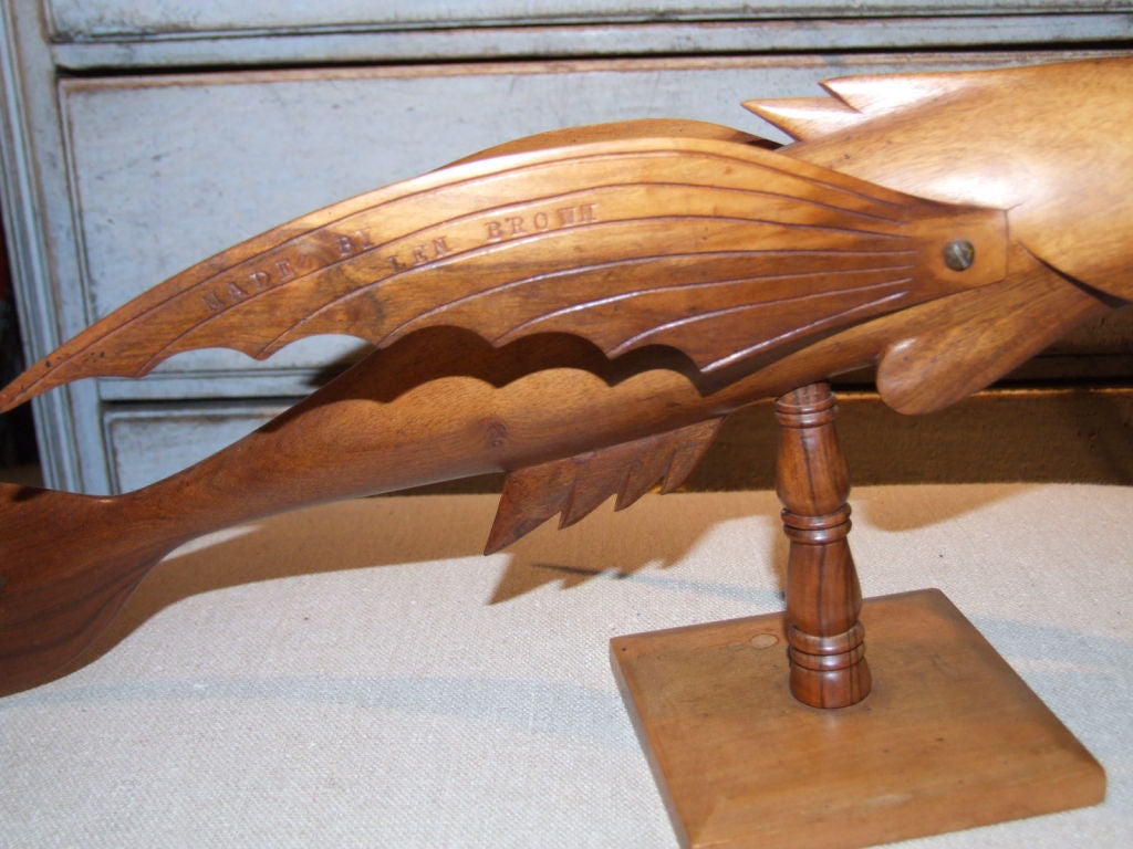 Folk Art Pitcairn Island Treen Fish by Len Brown 1