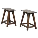 Pair of 19th c. English Oak Splay Leg Stools or Small Tables