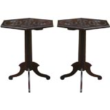 Antique 19th c. Carved Hexagonal Tables from Madagascar