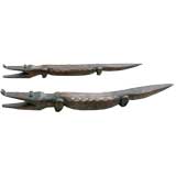 A Pair of English Colonial Carved Wood Crocodiles
