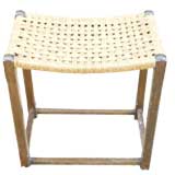 English Arts & Crafts Oak Stool with Rope Bow Seat