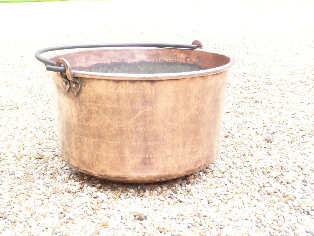 19th c. English Copper Punchwork Decorated Apple Kettle
