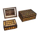 Antique Porcupine Quill Boxes and Tray