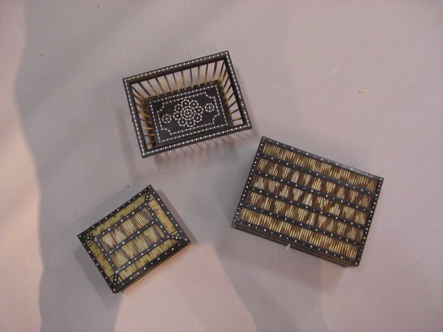 Ebony Porcupine Quill Boxes and Tray