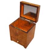 Antique Swedish Burlwood Courting Box with Ivory Details