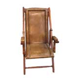 Antique Leather Folding Campaign Chair