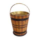 Antique Variegated Wood Peat Bucket