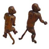 Rare Pair of Carved Folk-Art Monkeys
