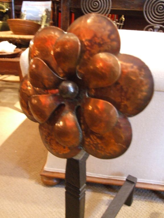 Arts & Crafts Sunflower Andirons