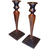 Two-toned Burnished Bronze Neoclassical Candlesticks