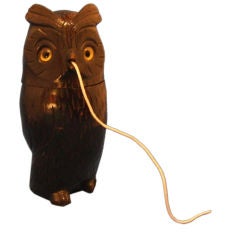 19th c. English Carved Wooden Owl String Holder