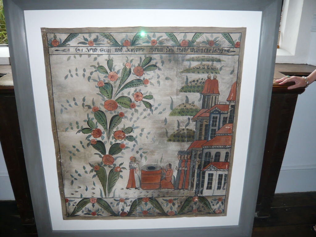 Paper Swedish Folk Art Kurbitz Painting