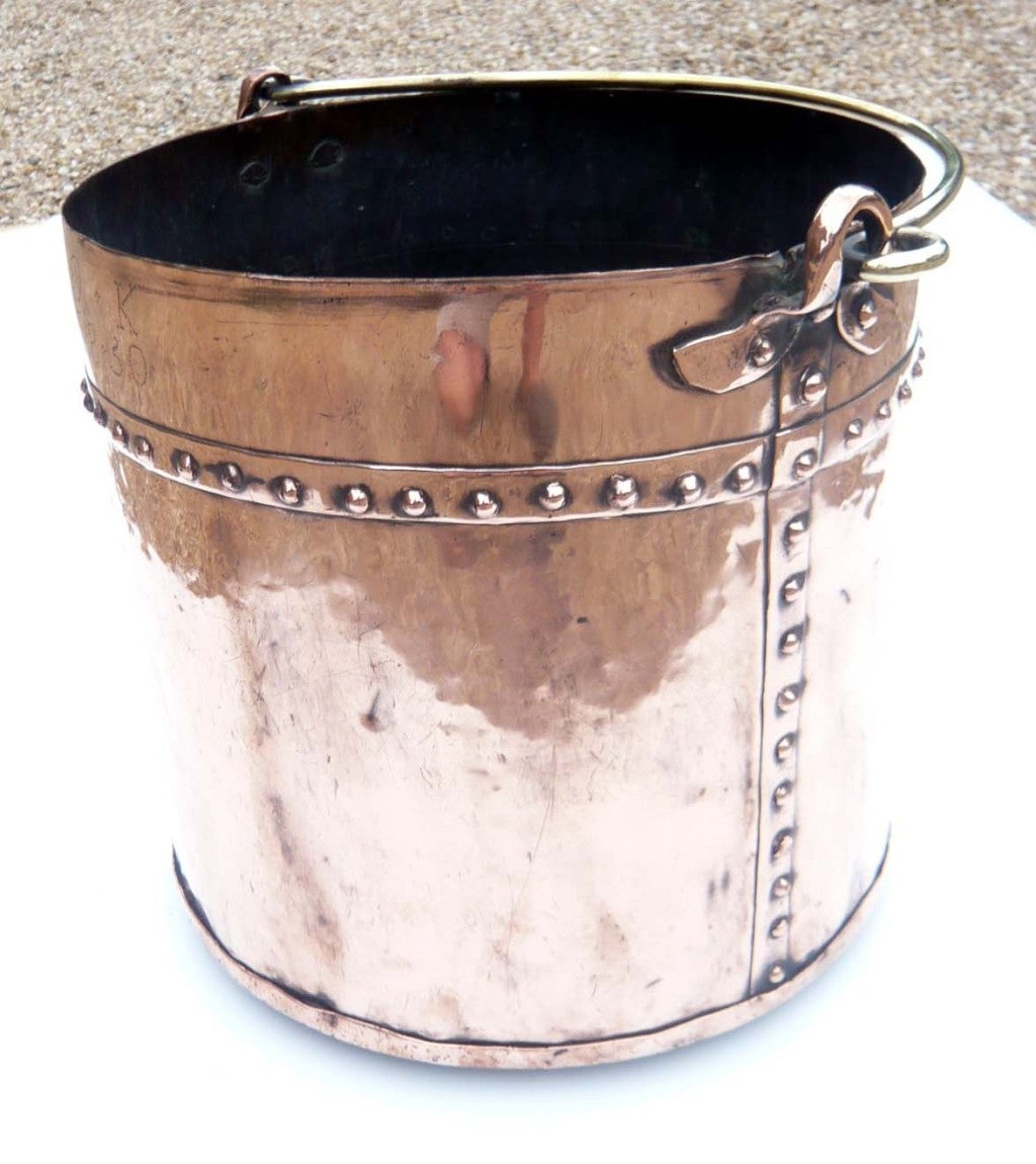19th c. English copper Bucket with Rivetted Seams