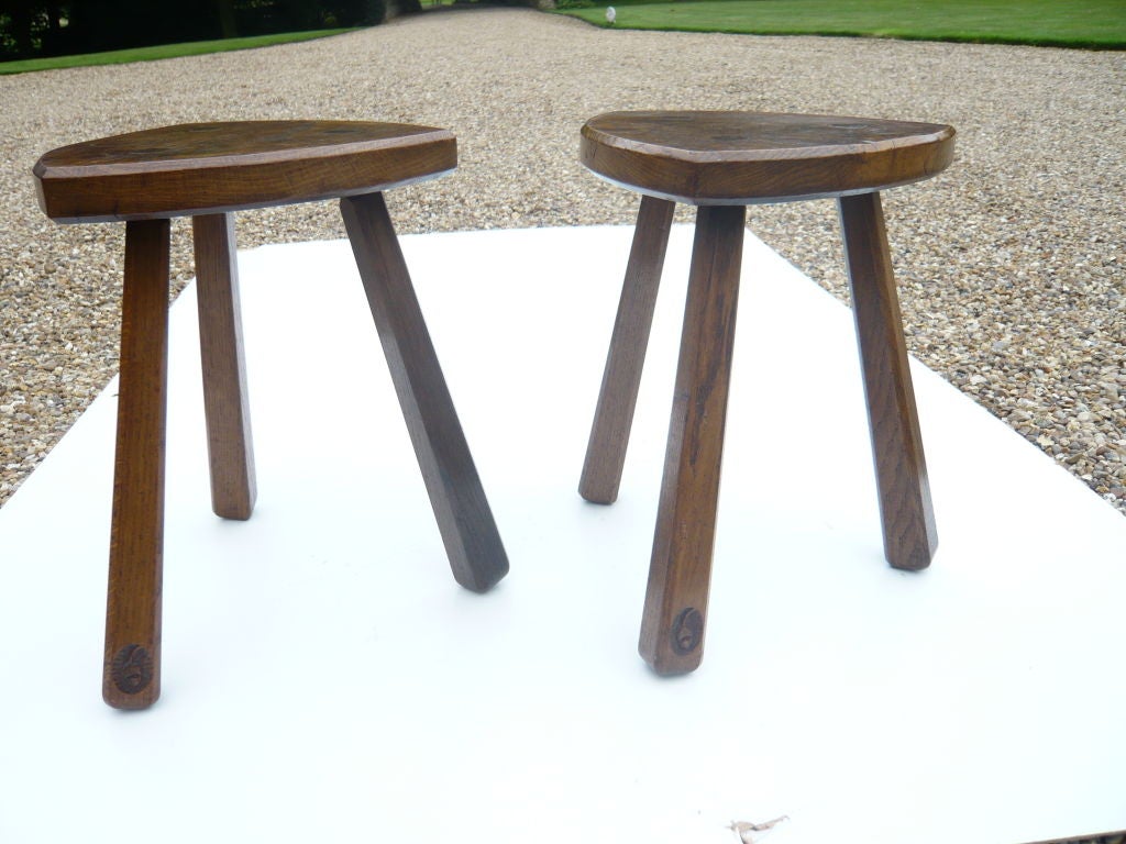 A Pair of Early 20th century English Elm Stools 2