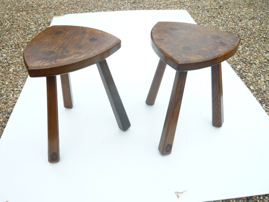 A Pair of Early 20th century English Elm Stools 1