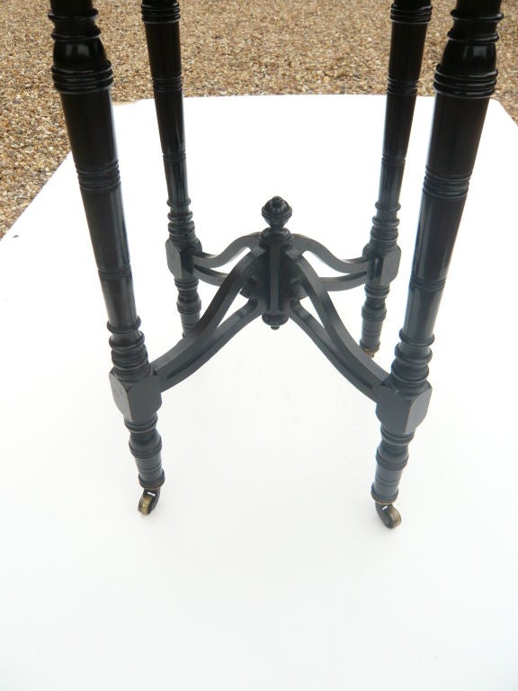 19th Century English Aesthetic Ebonized Table with Hammered Copper Top