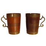 Pair of Scottish Treen Fruitwood and Brass Drinking Vessels
