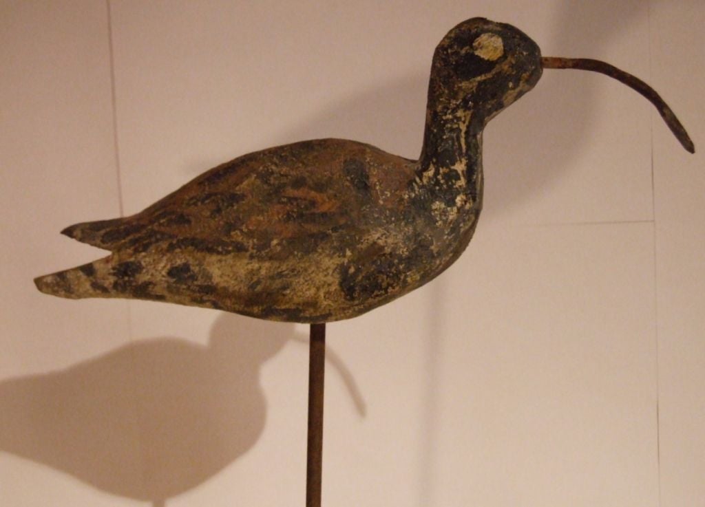 Charming French 20th Century shorebird decoy in original paint