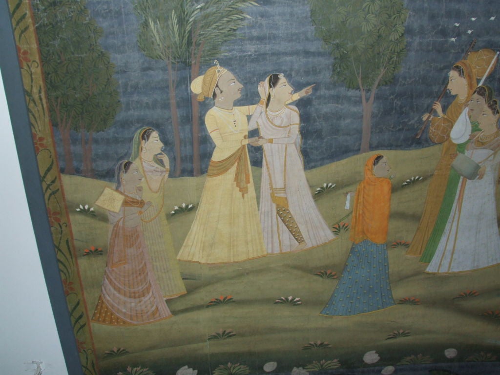 19th Century Decorative Large Scale Indian Courting Painting