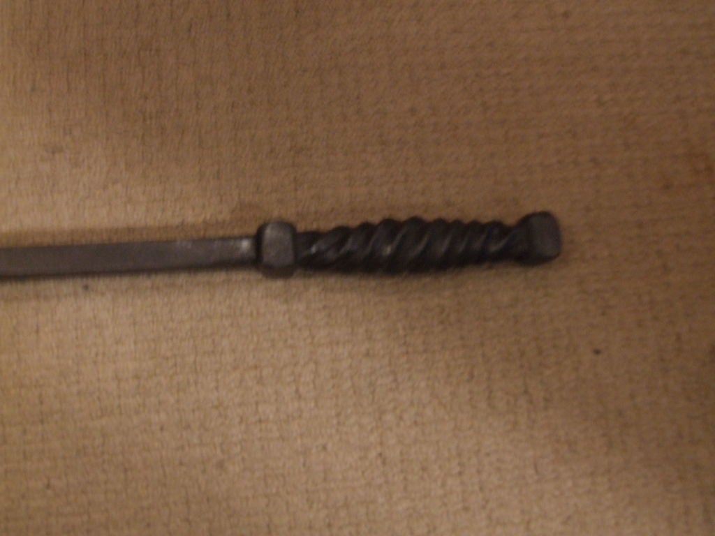 18th Century and Earlier 18th C Blacksmith-made Fire Fork with Twist Decoration