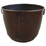 Antique English Arts and Crafts Hammered Copper Log Bucket