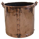 19th c. English Rivetted Copper Bucket with Brass Handle