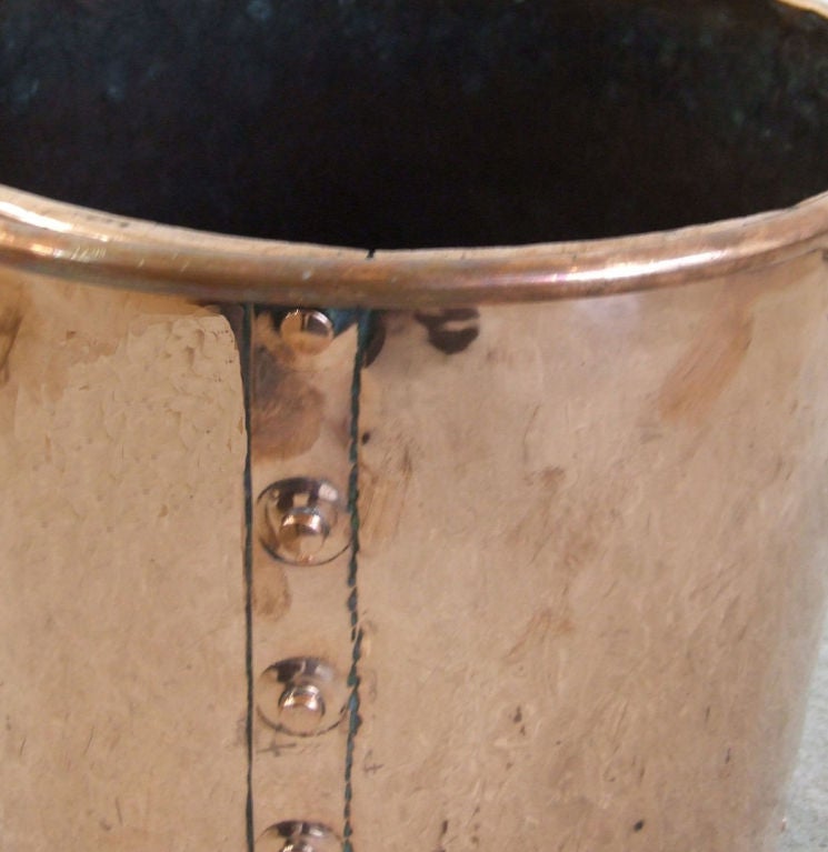 19th Century 19th c. English Rivetted Copper Bucket with Brass Handle