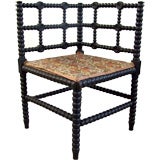 Antique English Aesthetic  Lattice Back Corner Chair