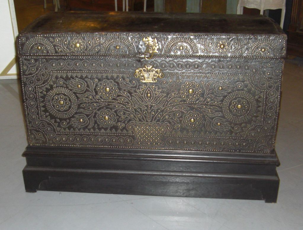 Late 17th/Early 18th Century Studded Leather Travel Chest