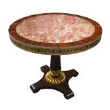 Faux Rosewood Marble-Top Table on Pedestal Base