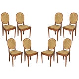 Antique Set 8 Louis XVI-style , caned dining chairs