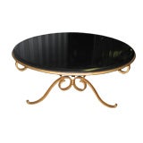 Circular Granite-top coffee table w. gilt-metal base