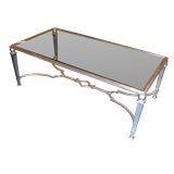 Silver-Leaf Wrought-Iron Coffee Table on Stretcher Base