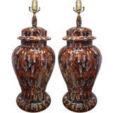 A Pair of Modern Porcelain Ginger Jar Lamps