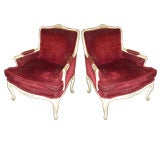 A pair painted Louis XV Style Oversized Bergeres/armchairs