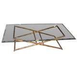 Vintage Collapsible Faux Bamboo, glass-top coffee table