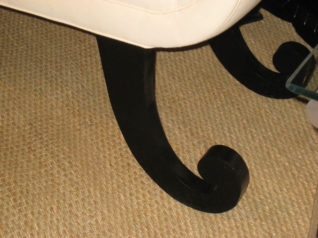 Ebonized Custom Sleigh Bench In Excellent Condition In New York, NY