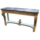 Marble-top painted and gilded console