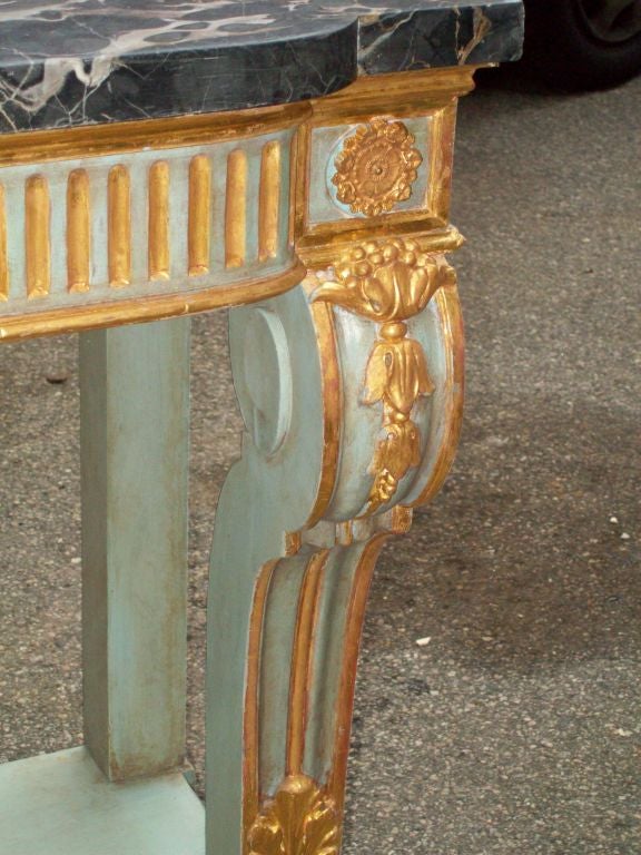 Marble-top painted and gilded console
