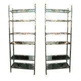 Great Pair Steel and Brass Etageres/bookcases