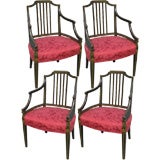 A set of four hand-painted Adam armchairs A set of four hand-painted Adam armchairs