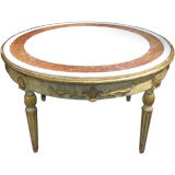 Neoclassical Style Painted Coffee Table W. Specimen Marble Top