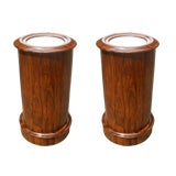 A pair faux-rosewood marble-top cabinets