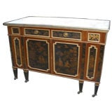 Japanned Marble-top Commode on castors Japanned Marble-top Commode on castors