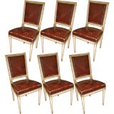Exceptional Set 6 Louis XVI-Style Leather Dining Chairs