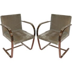 A Pair Signed Chrome Brno Chairs by Mies Van Der Rohe for Knoll