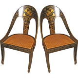 Pair Chinoiserie Caned Chairs