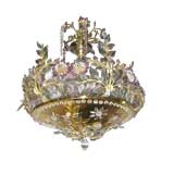 Exquisite Chandelier Featuring Amethyst-Colored Crystal Flowers