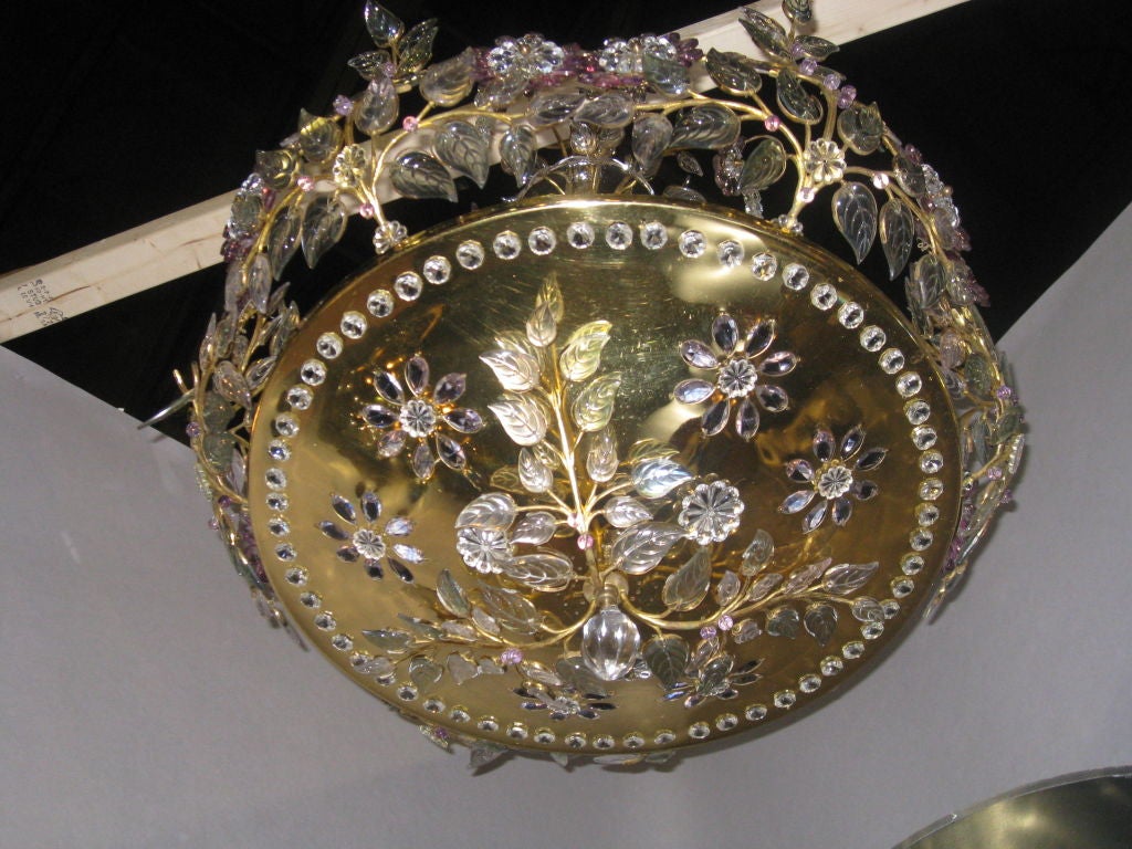 Exquisite Chandelier Featuring Amethyst-Colored Crystal Flowers