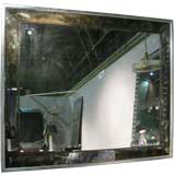 Vintage Oversized Smoked Glass Mirror with Silver Leafed Frame
